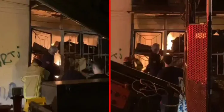 Bursa’da 6 katlı binanın giriş katı alev alev yandı
