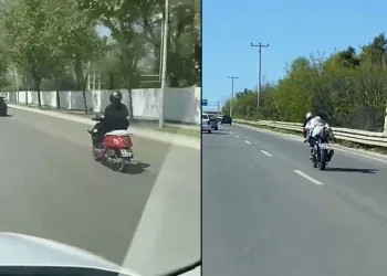 Gençlerin motosikletle tehlikeli yolculuğu