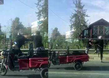 Araçlarını durdurup tekme tokat kavga ettiler