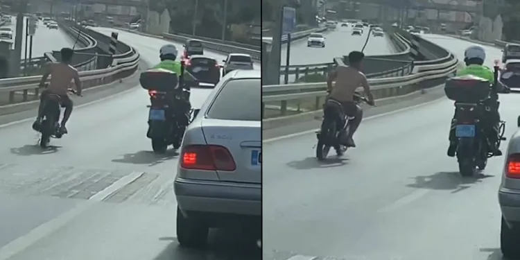 Peşindeki polisin üzerine motosiklet sürdü