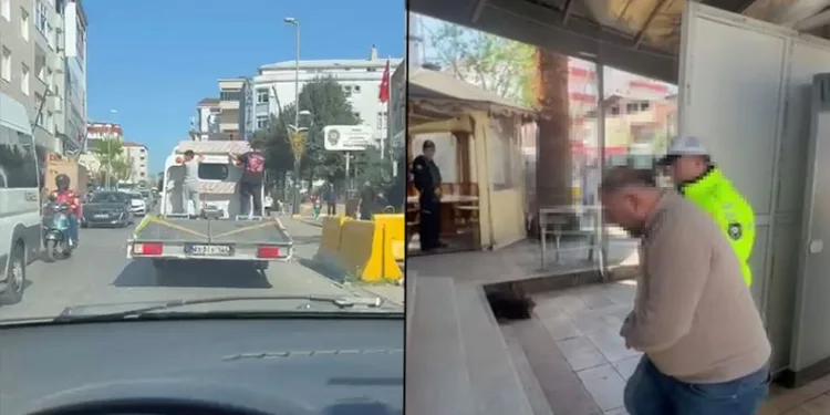 Pendik’te çekiciyle tehlikeli yolculuğa para cezası