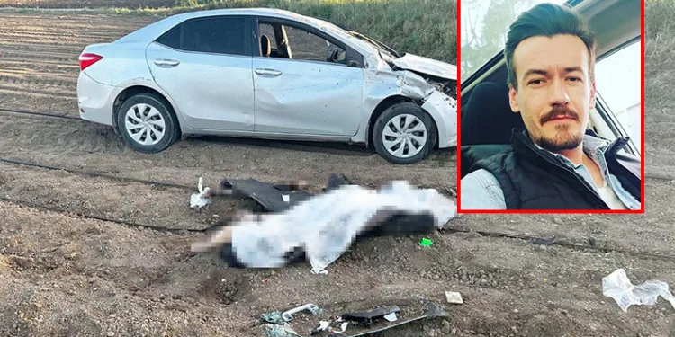 Karacabey’de otomobil taklalar atarak tarlaya uçtu