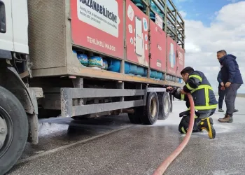 Tüp kamyonunda yangın
