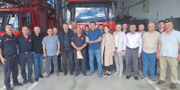 Vezirköprü’de emekliye ayrılan itfaiye personeli uğurlandı