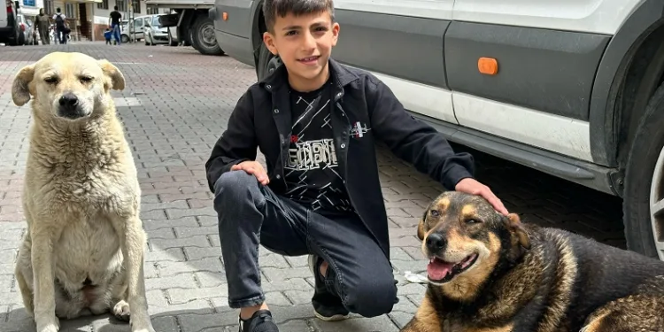 Yağmurda köpeği ıslamaktan koruyan Ayaz o anları anlattı