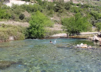 Depremzedeler doğal kaynak suyunda serinledi