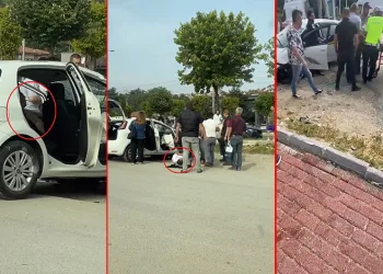 Bursa’da takla atan otomobilde 2 kişi yaralandı