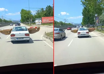 Bursa’da otomobilinde taşıdığı çelenk ile tehlike saçtı