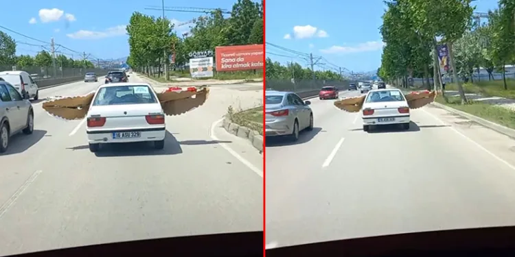 Bursa’da otomobilinde taşıdığı çelenk ile tehlike saçtı