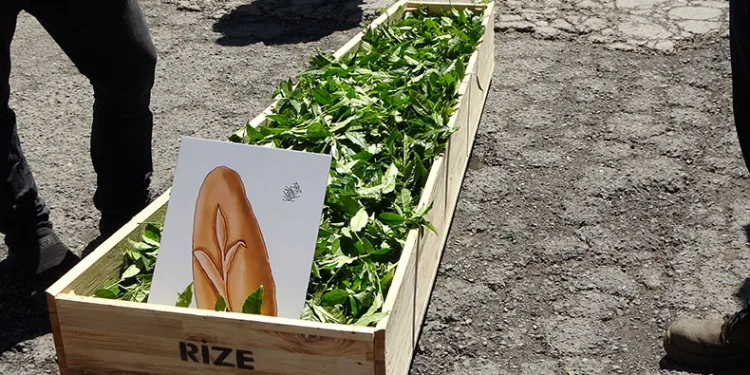 Çayı tabuta koyarak gezdirdiler