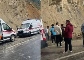 Kontrolden çıkan minibüs takla attı