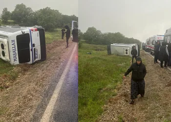 Sera işçisi kadınları taşıyan minibüs devrildi