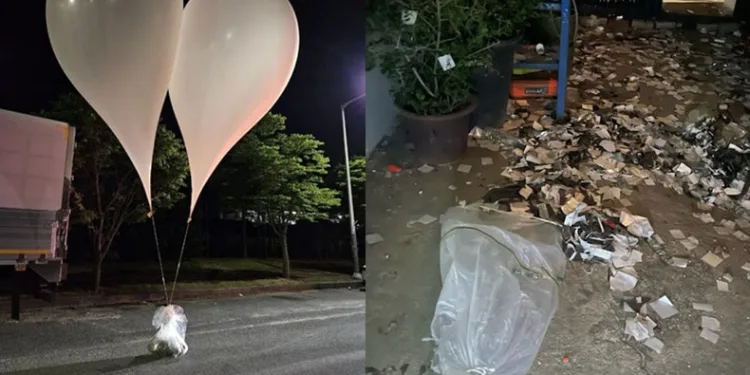Çöp dolu balonlar gönderdi