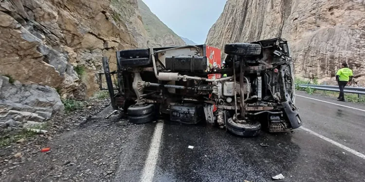 Dondurma nakil aracı devrildi