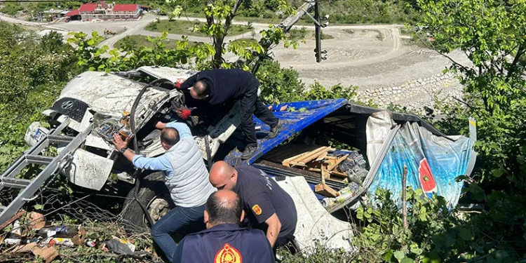 Meşrubat yüklü kamyon tarlaya devrildi