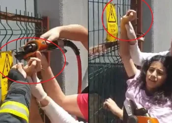 Okulda eline demir korkuluk saplandı