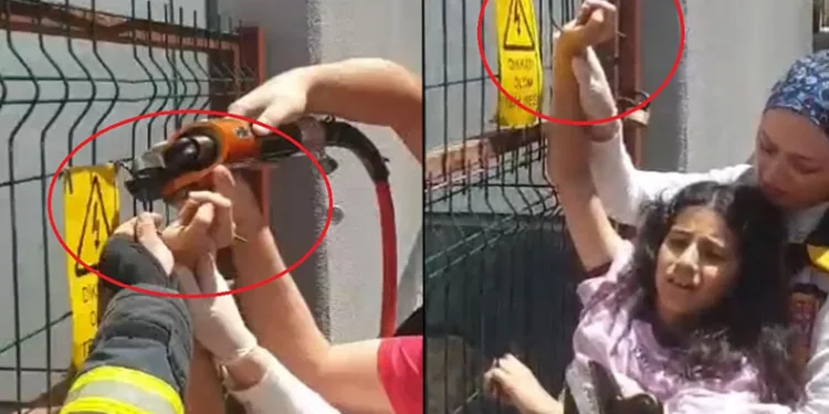 Okulda eline demir korkuluk saplandı