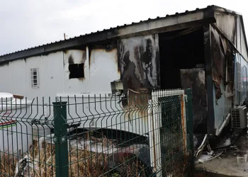 Prefabrik banka şubesinde korkutan yangın