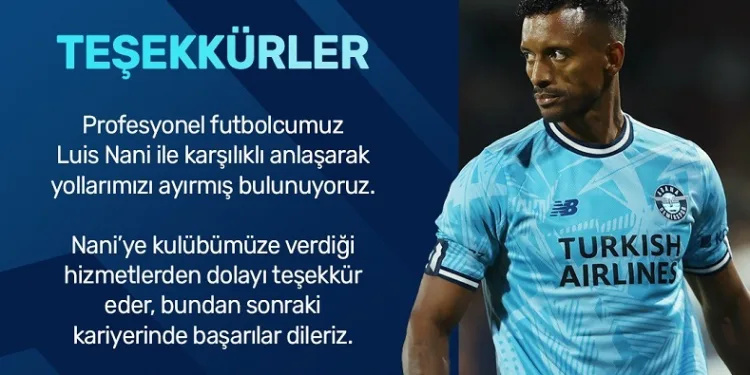 Adana Demirspor’da Nani ile yollar ayrıldı
