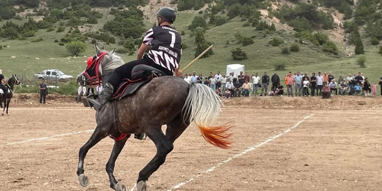 At üzerinde cirit atarak spor bayramı kutladılar