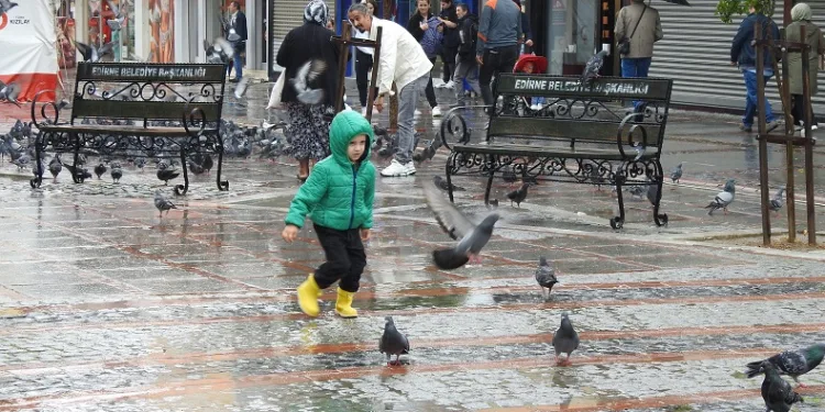 Edirne’de yağmur etkili oldu