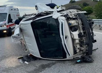 D100’de devrilen kamyonetin sürücüsü yaralandı
