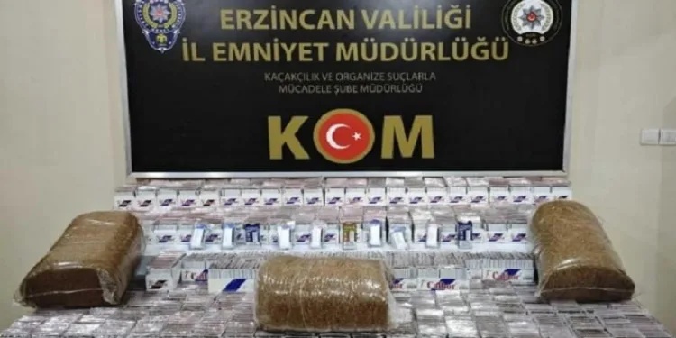 Erzincan’da piyasa değeri 180 bin TL olan makaron ele geçirildi