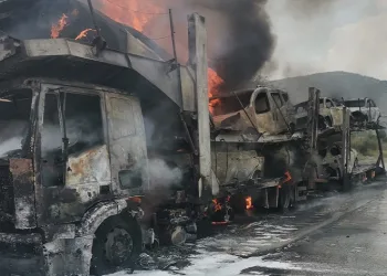 Tarsus’ta yanan tırda yüklü 7 sıfır araç yandı