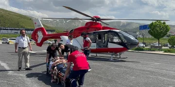 Arıların soktuğu hasta ambulans helikopterle Tatvan’a sevk edildi