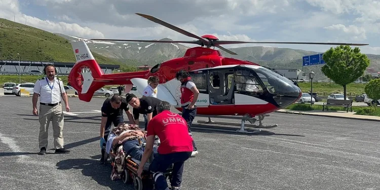 Arıların soktuğu hasta ambulans helikopterle Tatvan’a sevk edildi