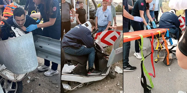 Motosiklet bariyerlere ok gibi saplandı