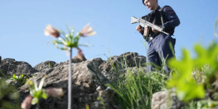 Jandarma ekiplerinden ters lale nöbeti
