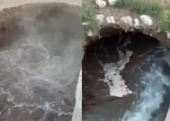 Kanalda oluşan göçük kameraya yansıdı