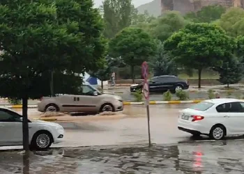 Oltu’da yağış etkili oldu