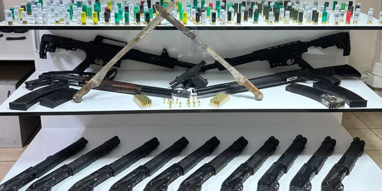 Adana’da evin bacasından ruhsatsız silahlar çıktı