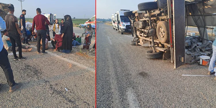 Tarım işçilerini taşıyan kamyonet devrildi: 20 yaralı
