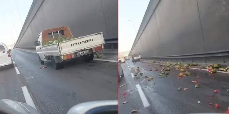 Bursa’da karpuzlar yola döküldü, yol kayak pistine döndü