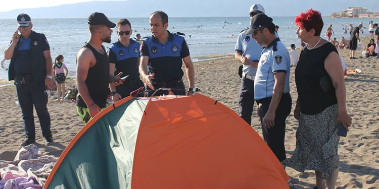 Gemlik sahillerinde çadır operasyonu