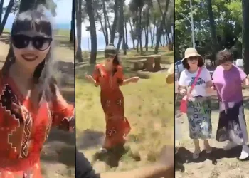 Türk rehberler Koreli turistlere halay öğretti