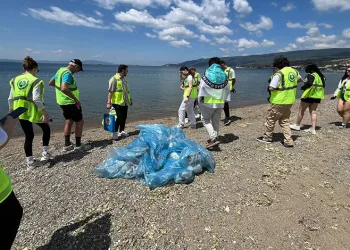 Üniversite öğrencileri sahildeki katı atıkları topladı