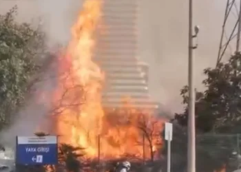 Bursa’da AVM bahçesinde yangın