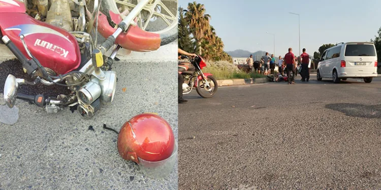 Gazipaşa’da motosiklet sürücüsünün hayatını kask kurtardı
