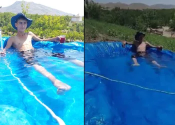 Toprağı kazıp brandadan havuz yaptılar