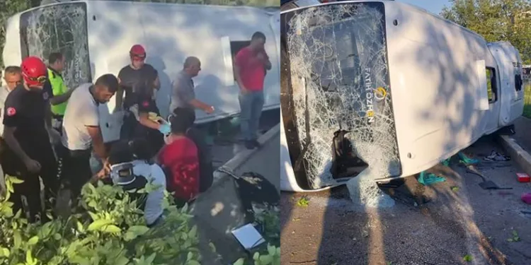 Servis aracı kaza yaptı