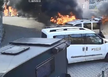 Yangın çıkarıp olan biteni böyle izlemiş