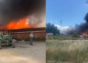 Tokat’ta ahır ve samanlık alevlere teslim oldu