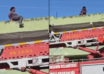 İntihar etmek isteyen kadını itfaiye ekipleri yakaladı