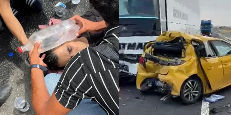 Yolcu otobüsü otomobile çarptı