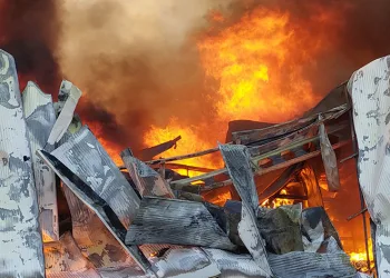 Bebek bezi fabrikası alev alev yandı
