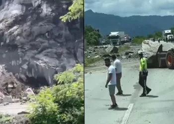 Yamaçtan kopan kayalar seyir halindeki araca isabet etti